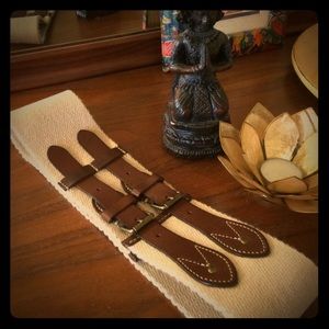 J Crew Leather Equestrian Double Buckle Belt